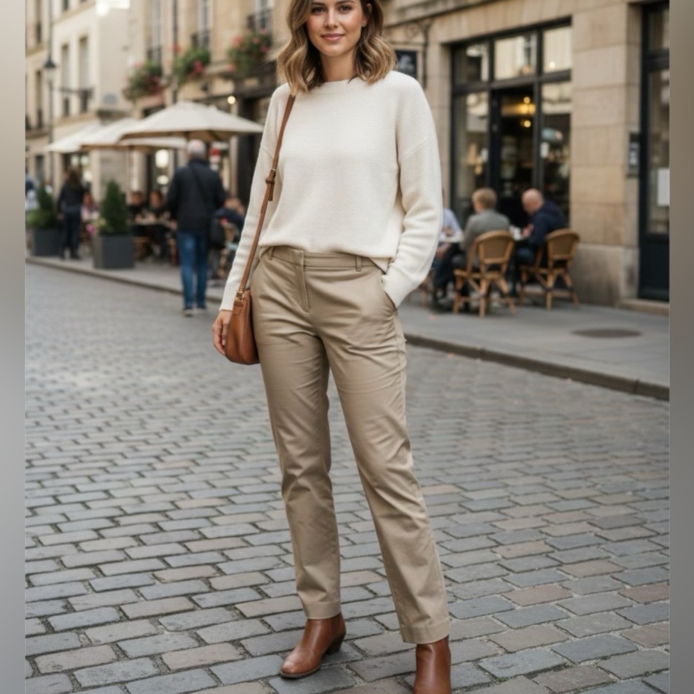 J.Crew Straight Leg Slim Fit Trousers in Khaki Size 6
